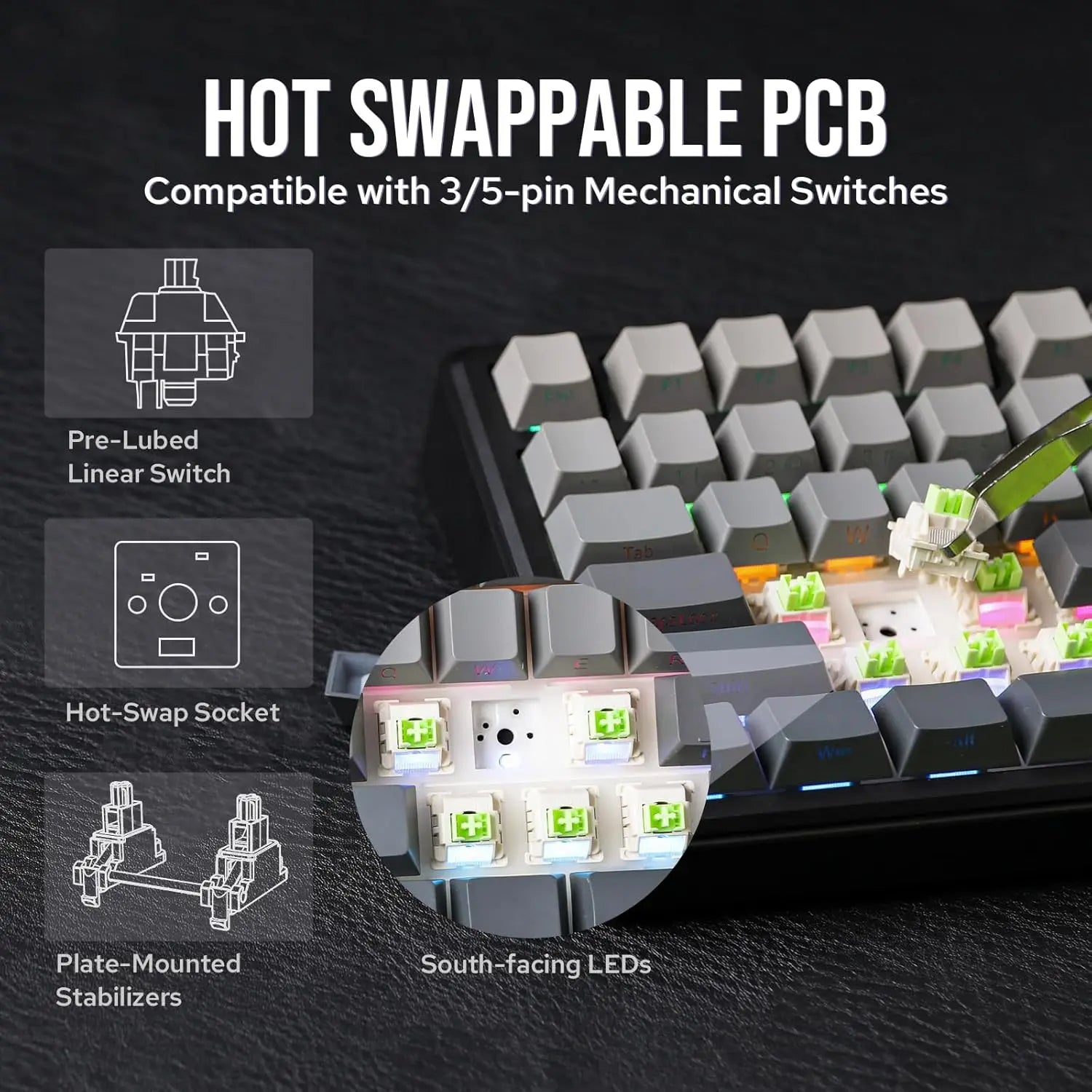 Aula F75 MAX Wireless Mechanical Keyboard With TFT Screen and Knob Gasket RGB Backlight Gaming Keyboard in 75% Layout Hot-Swap