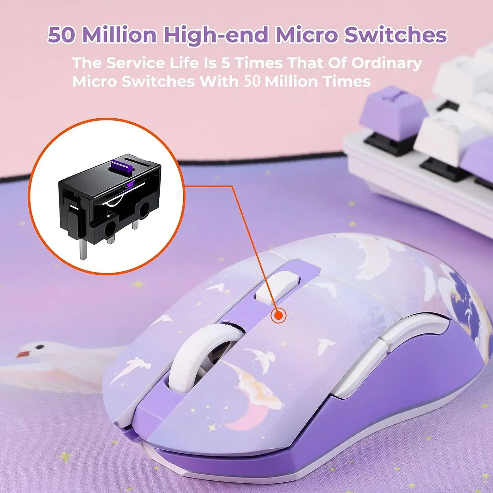 DAREU Dual Modes Gamer Mouse RGB 2.4G Wireless Wired Gaming Mice Built-in 930mAh Recharging Battery with Macro Set for PC Laptop