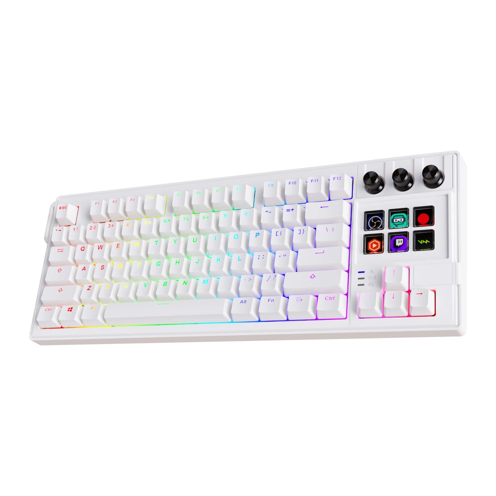 MiraBox K1Pro Mechanical Keyboard with 6-Key LCD Stream Deck 80% Layout Hot-Swappable Haimu Red Switches RGB Backlit 1000Hz