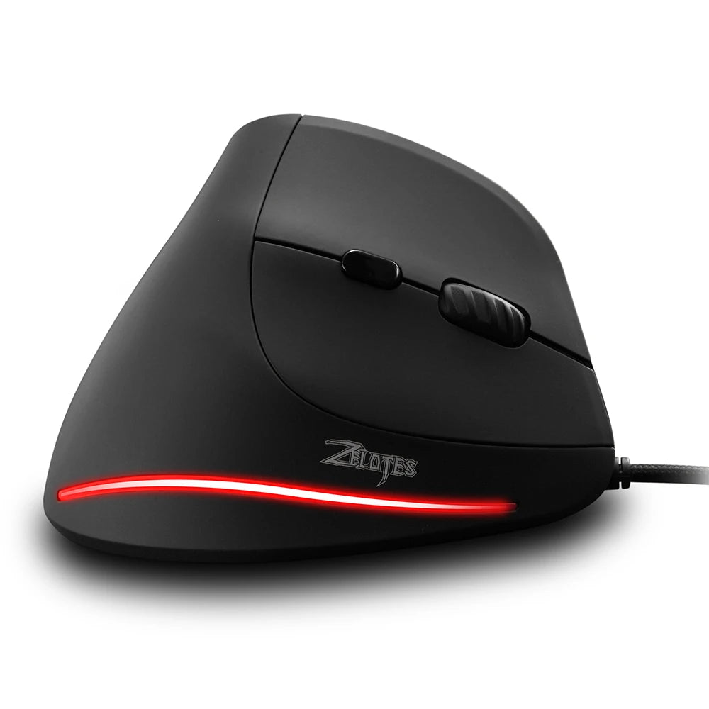 ZELOTES T-20 Vertical Mouse Wired Ergonomic Office Mouse 3200DPI Optional Portable Gaming Mouse for Laptop PC Computer