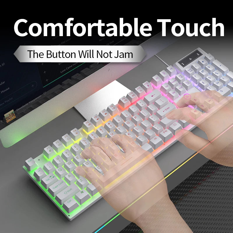 Wired USB Gaming Keyboard with Backlight, 104 Key Gamer Keyboard for Computer/Laptop/PC, Ergonomic Design,Office Gaming Accessor