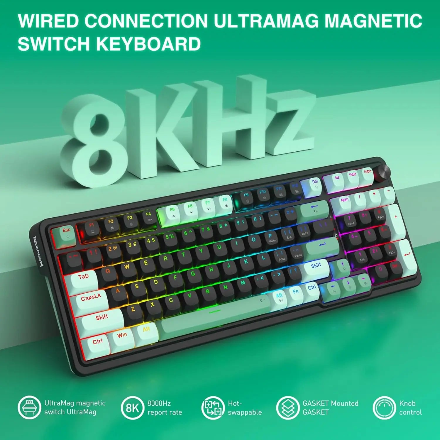 Redragon K686 HE Rapid Trigger Gaming 98 Keys 8K Wired Mechanical Keyboard,Next-Gen UltraMag 100% POM Silky Magnetic Switch