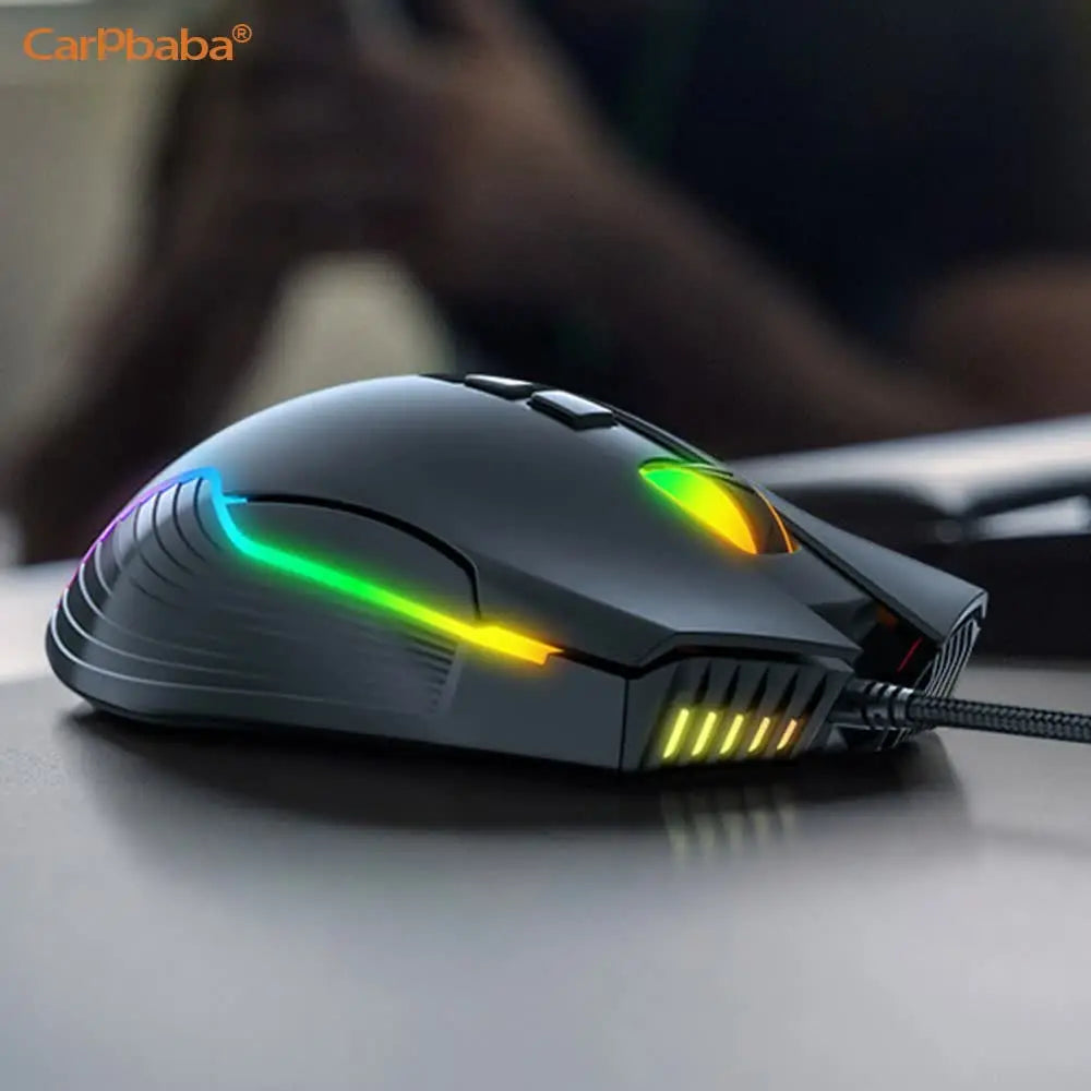 Onikuma C2W905 RGB Gaming Mouse Pink Cute Mouse 6400 DPI Wired Optical Mouse with Cool Lighting Mice for Home Office Notebook PC