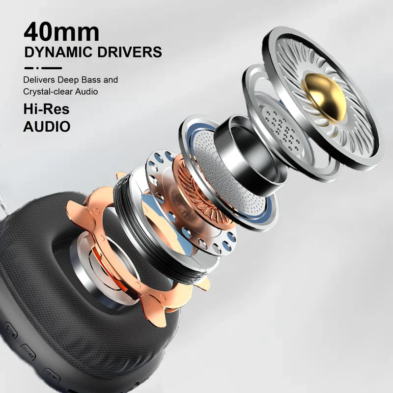 Simple Stylish Foldable Bluetooth Headphones Over Ear HiFi Stereo Wireless Headset Support AUX TF FM For Music Sports