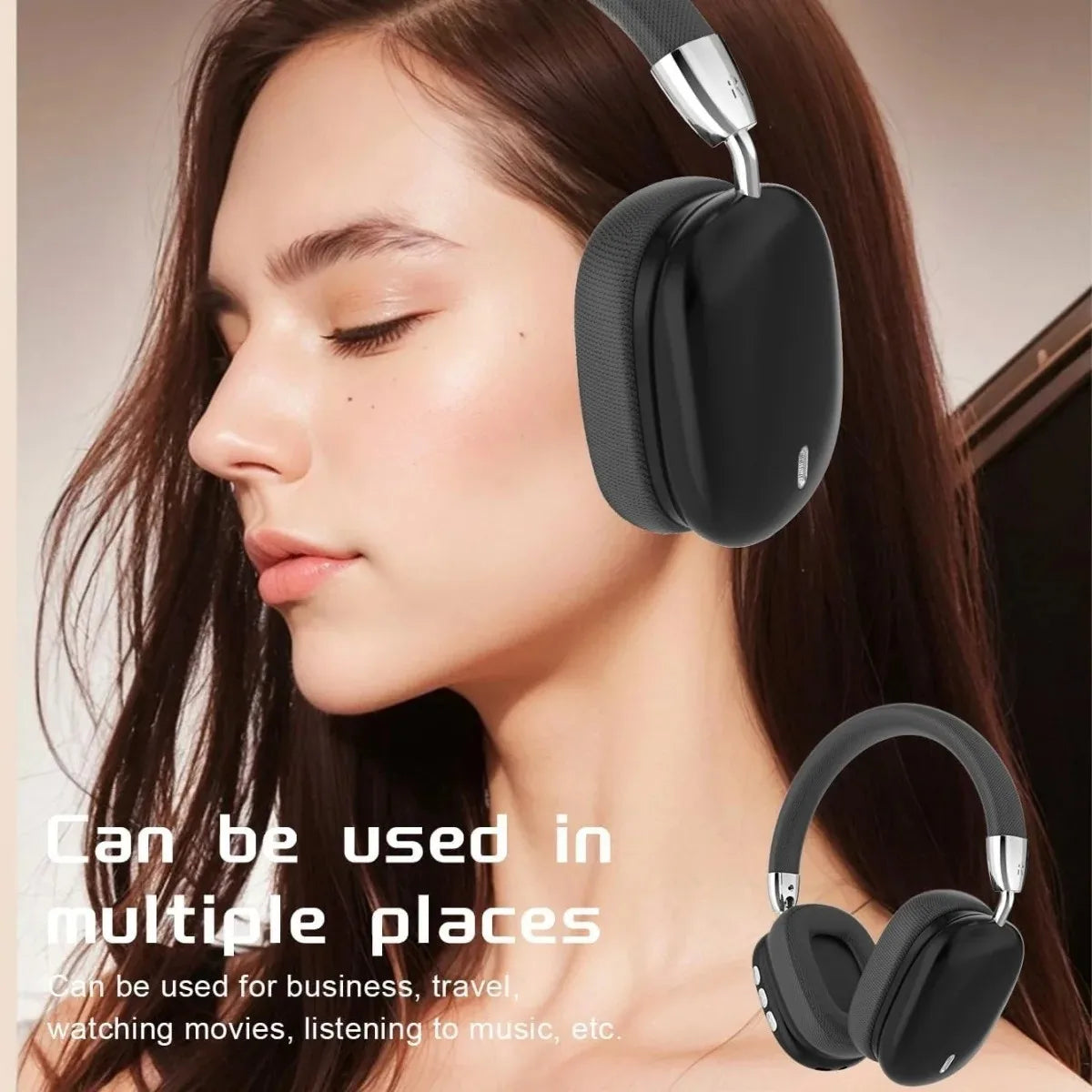 Premium Wireless Bluetooth Headphones Over Ear Foldable Headset with Mic Deep Bass HiFi Stereo Earphones Black Silver
