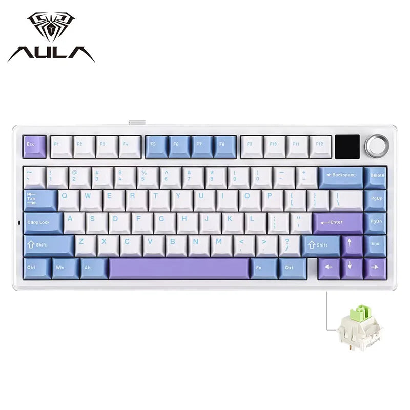 Aula F75 MAX Wireless Mechanical Keyboard With TFT Screen and Knob Gasket RGB Backlight Gaming Keyboard in 75% Layout Hot-Swap