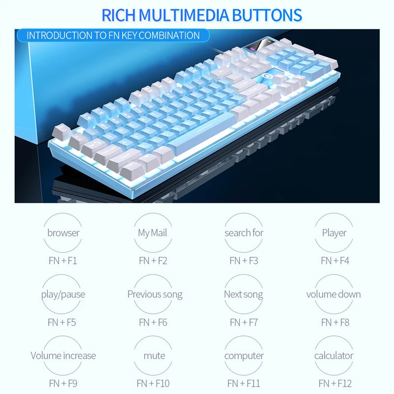 Wired USB Gaming Keyboard with Backlight, 104 Key Gamer Keyboard for Computer/Laptop/PC, Ergonomic Design,Office Gaming Accessor