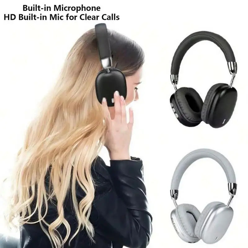 Premium Wireless Bluetooth Headphones Over Ear Foldable Headset with Mic Deep Bass HiFi Stereo Earphones Black Silver