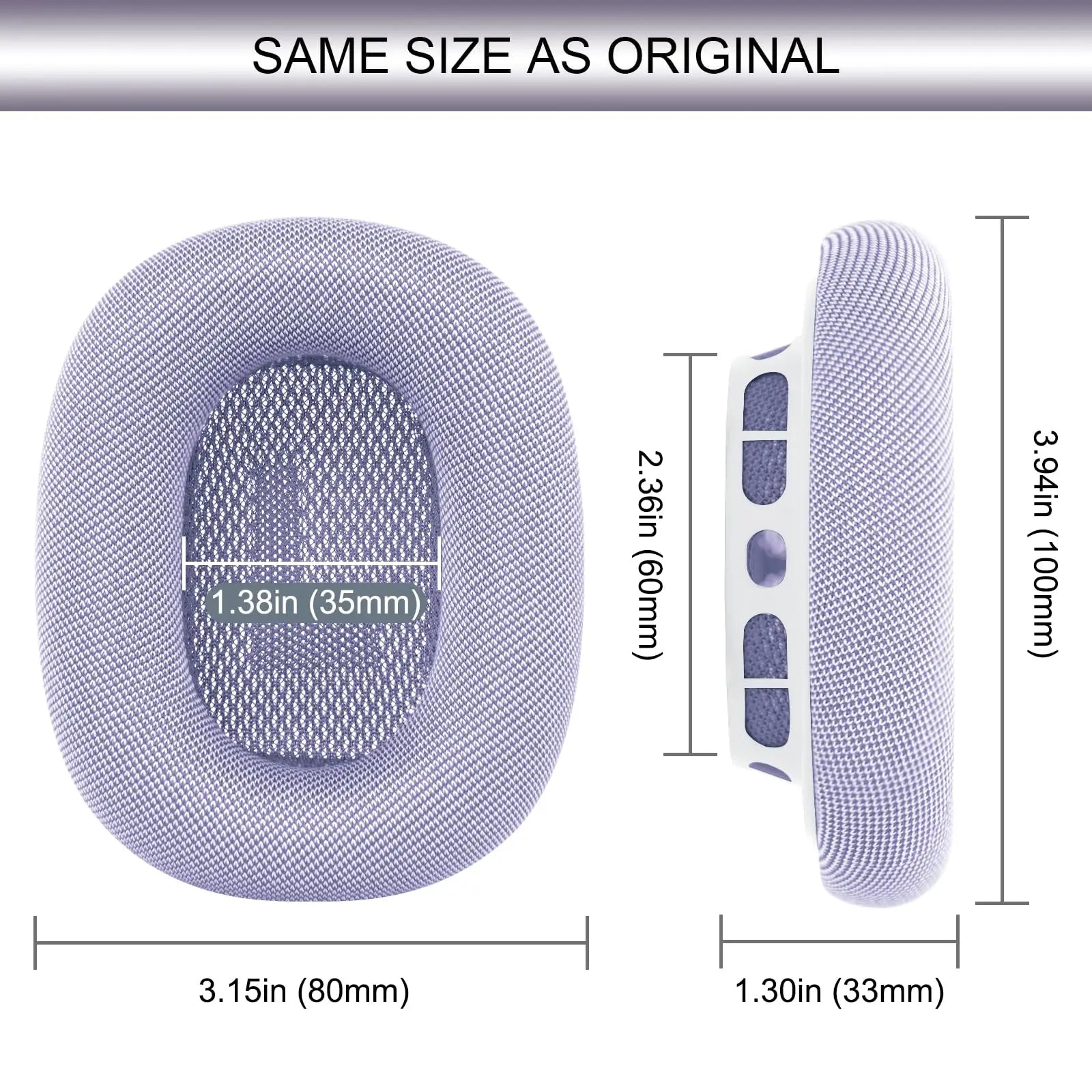 Ear Cushions for AirPods Max 2024 Headphones, Mesh Fabric Ear Pads Replacement with Strong Magnet for Apple 2.0 Over-Ear Headset