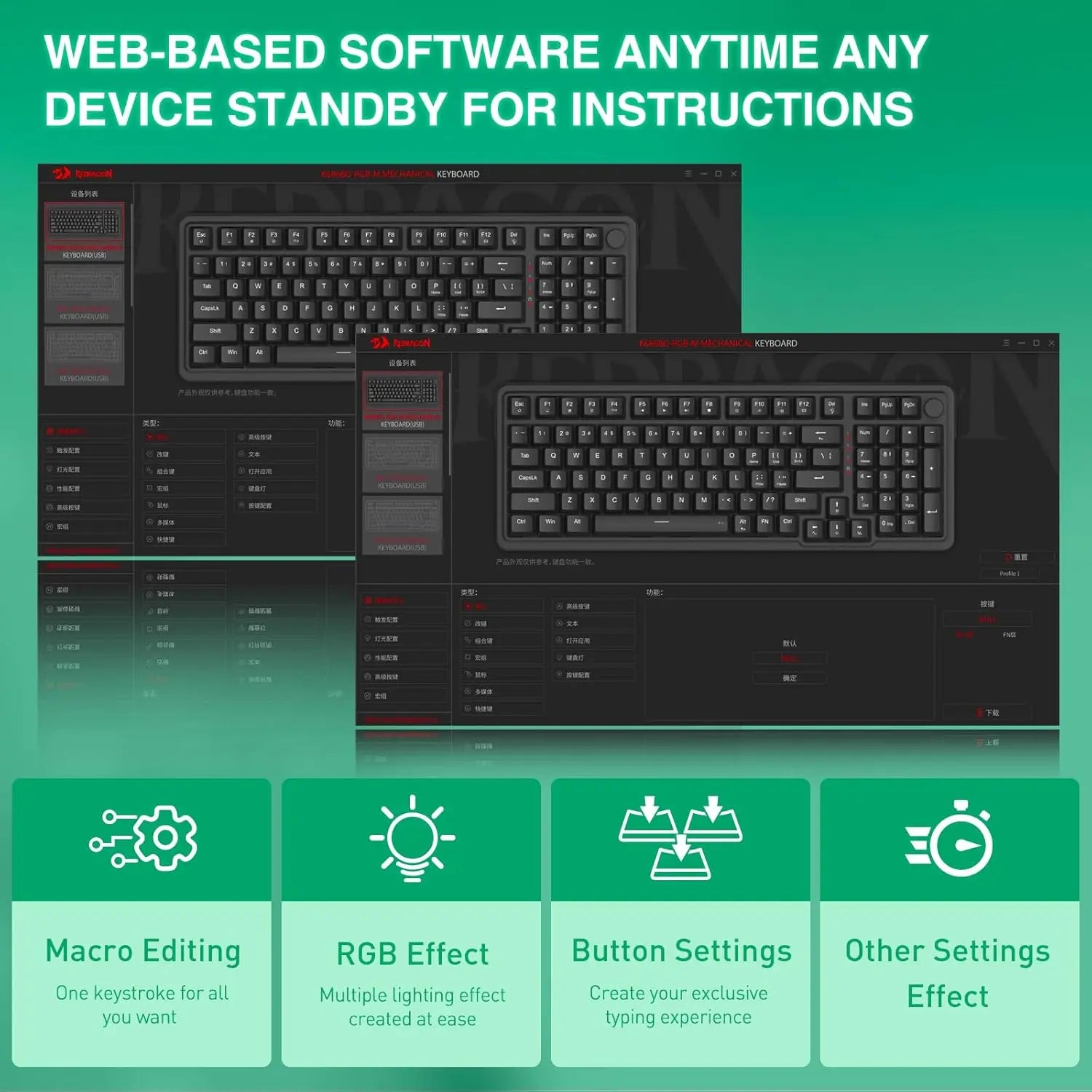 Redragon K686 HE Rapid Trigger Gaming 98 Keys 8K Wired Mechanical Keyboard,Next-Gen UltraMag 100% POM Silky Magnetic Switch