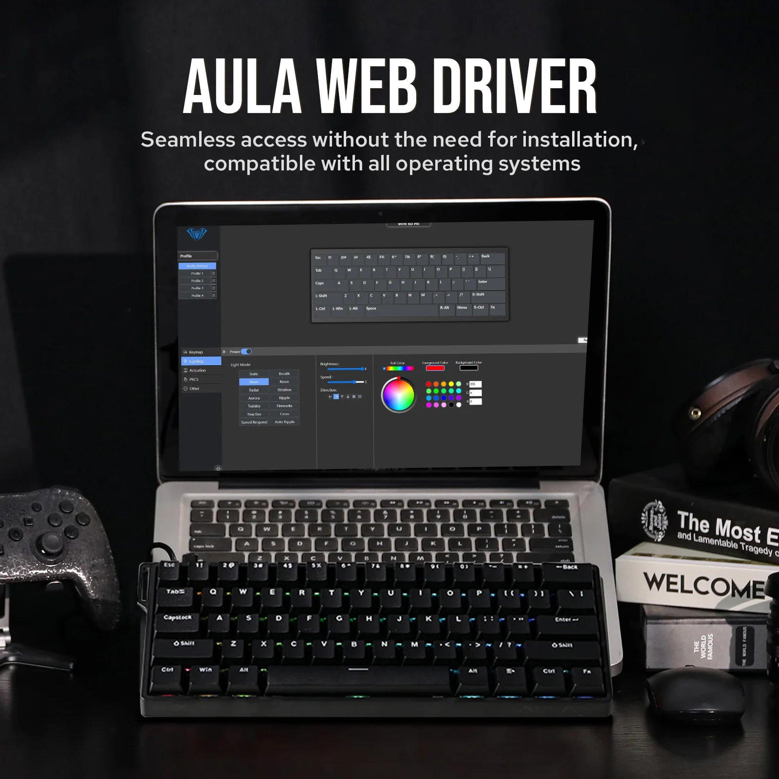 AULA WIN60 HE/WIN60 HE MAX 60% Hot-Swap Tray-Mount Structure Wired Mechanical Keyboard with Hall Effect Magnetic Switch