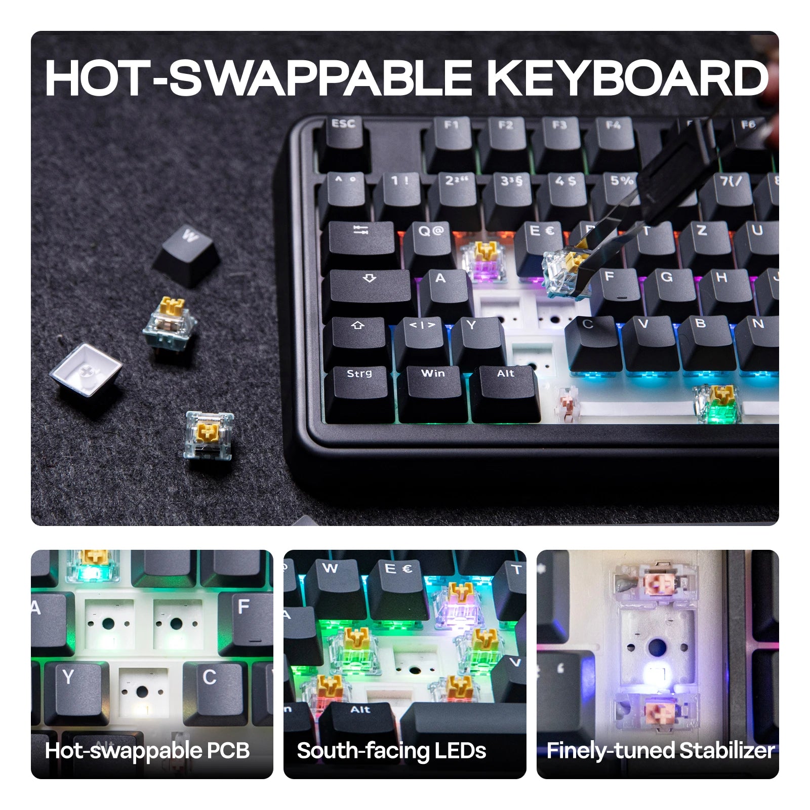 ISO-DE Layout EPOMAKER TH99 QWERTZ Layout 96% Creamy Gasket Wired/Bluetooth/2.4G Wireless Mechanical Keyboard with Knob/Numpad