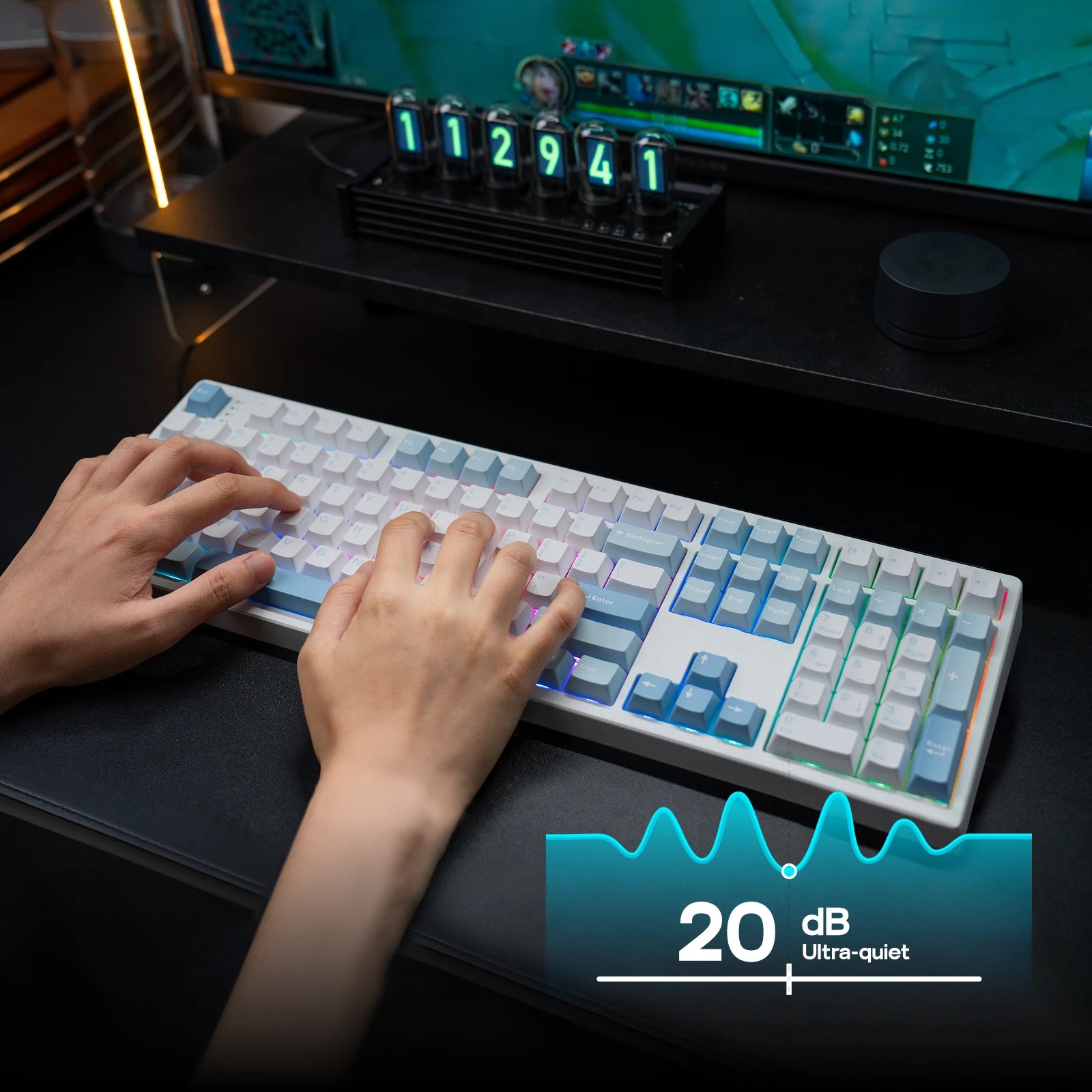 EPOMAKER TH108 100% Full Size Hot-Swap Gasket-Mounted Wired/Bluetooth/2.4Ghz Wireless Mechanical Keyboard with 10000mAh Battery
