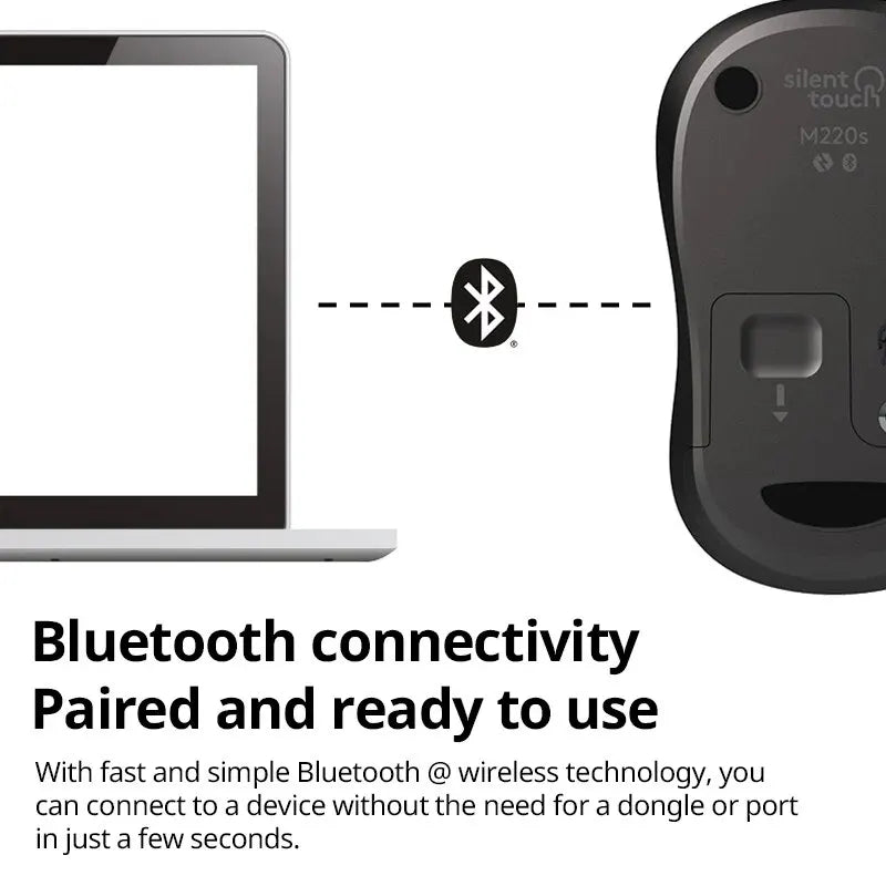 Logitech M240 Wireless Bluetooth Mouse Silent Compact Portable Smooth Tracking Mice for Windows MacOS