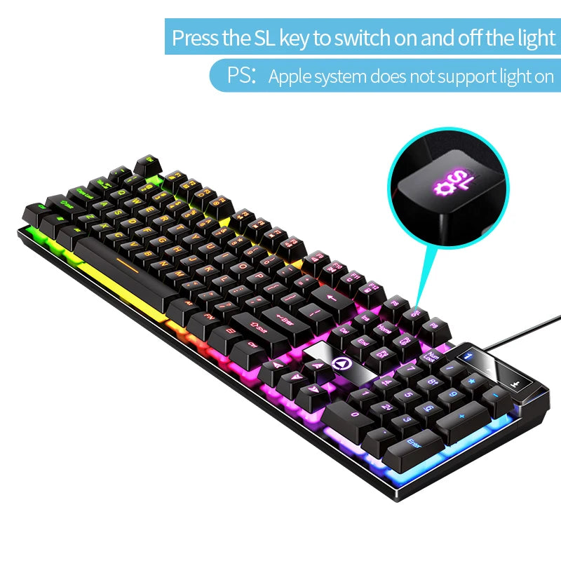 Wired USB Gaming Keyboard with Backlight, 104 Key Gamer Keyboard for Computer/Laptop/PC, Ergonomic Design,Office Gaming Accessor