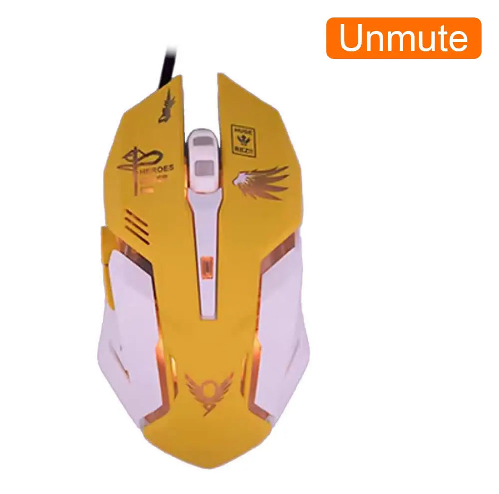 OW DVA Pink Game Office Mouse Girls Light-emitting Competition Chicken Cute Wired Mouse for PC Laptop CF Overwatch
